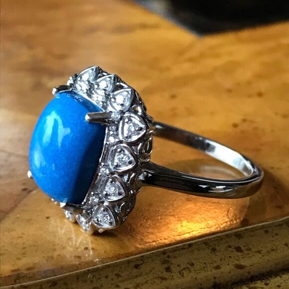 Natural Ceruleite Sterling Silver Ring Size 10 - Picture 2 of 9